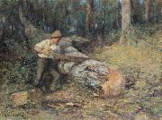 Frederick Mccubbin Sawing Timber oil painting